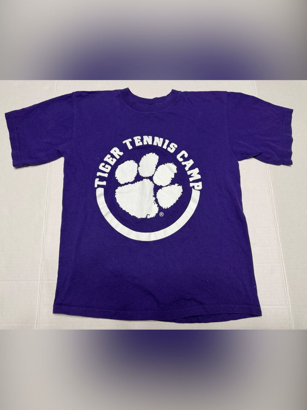 Kids Purple Tiger Tennis Camp Graphic Tee